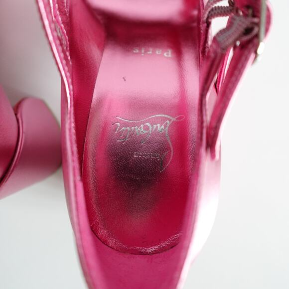 Christian Louboutin Miss Jane 55 Mary Jane Metallic Pink Leather Low Heels 36.5 - Picture 14 of 16